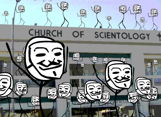 scientology overrun by anon
