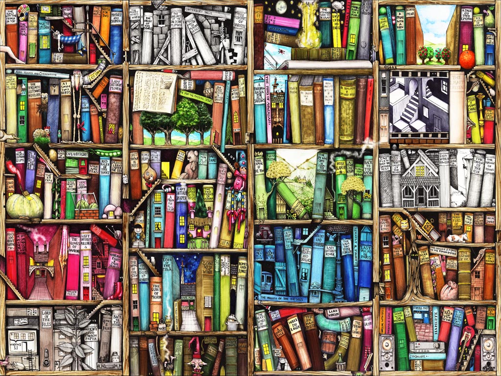 bookshelf wallpaper